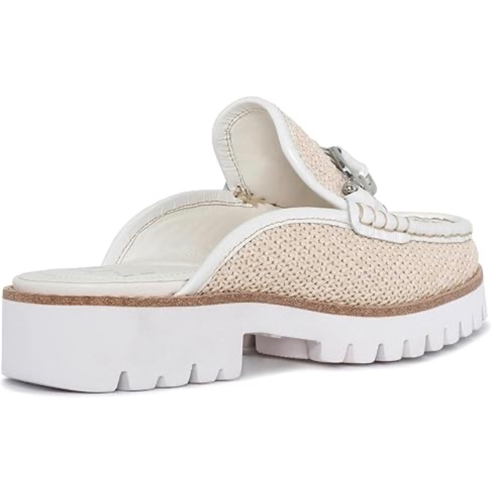 Donald Pliner Hampton-R White Woven Raffia Lug Sole Bit Mule Loafers 7.5M - Picture 2 of 6